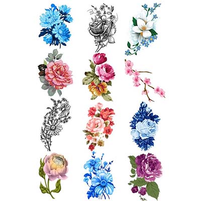Colored Flowers Design Water Transfer Temporary Tattoo(fake Tattoo) Stickers NO.11207
